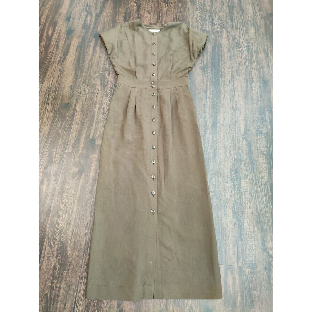 Bouguessa Sleeve Maxi Dress Shirt Sz Small S MOCHA(Brown) S21D05 Made in UAE